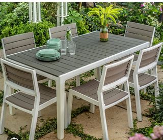 Set Giardino 6 Sedie + Tavolo Resina