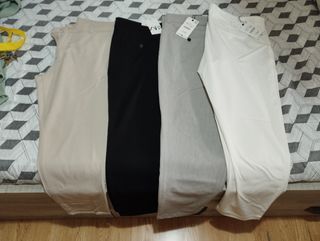 4 Pantalones Zara - Beige, Negro, Gris, Blanco