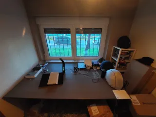 Mesa escritorio marrón - metal y madera