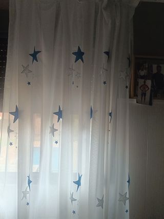 Cortinas infantiles - Estrellas azules y blancas