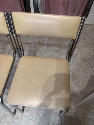 4 sillas vintage - beige y plata