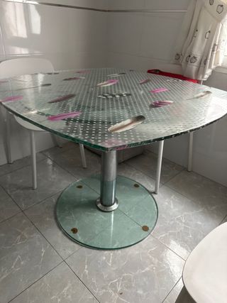Mesa cristal moderna cocina / comedor 