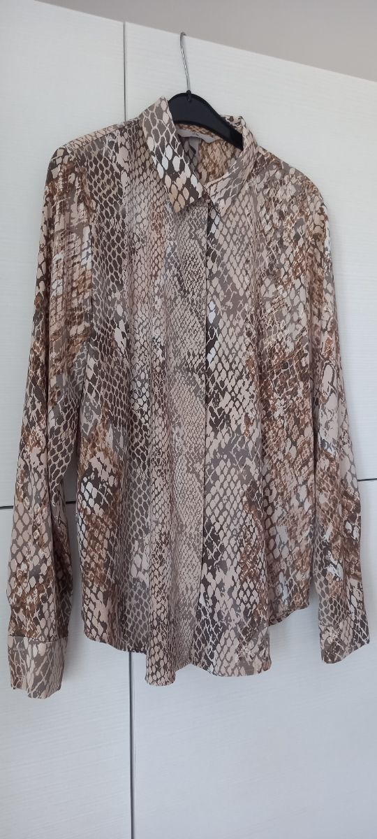 Camicia H&M stampa serpente beige