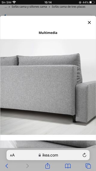 Sofá cama gris - 225x93x74cm