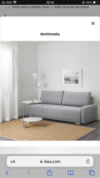Sofá cama gris - 225x93x74cm
