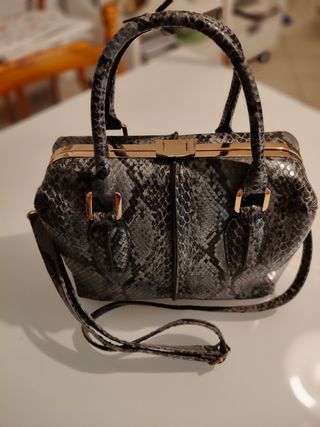 Borsa bauletto grigio pitonato