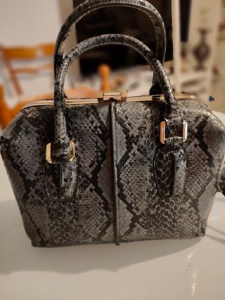 Borsa bauletto grigio pitonato
