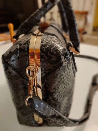 Borsa bauletto grigio pitonato