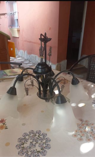 Lampara forja 5 luces vintage