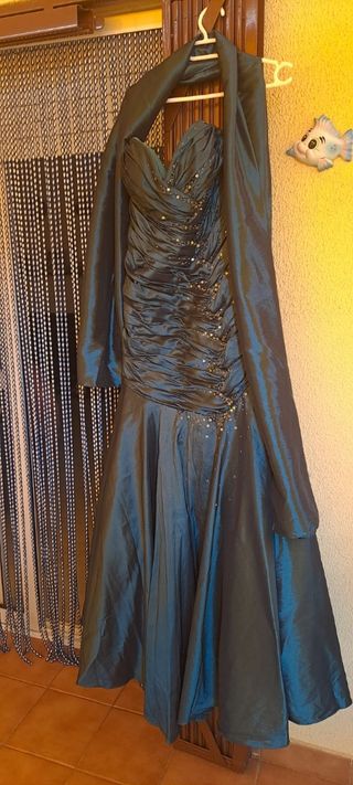 Vestido fiesta azul turquesa