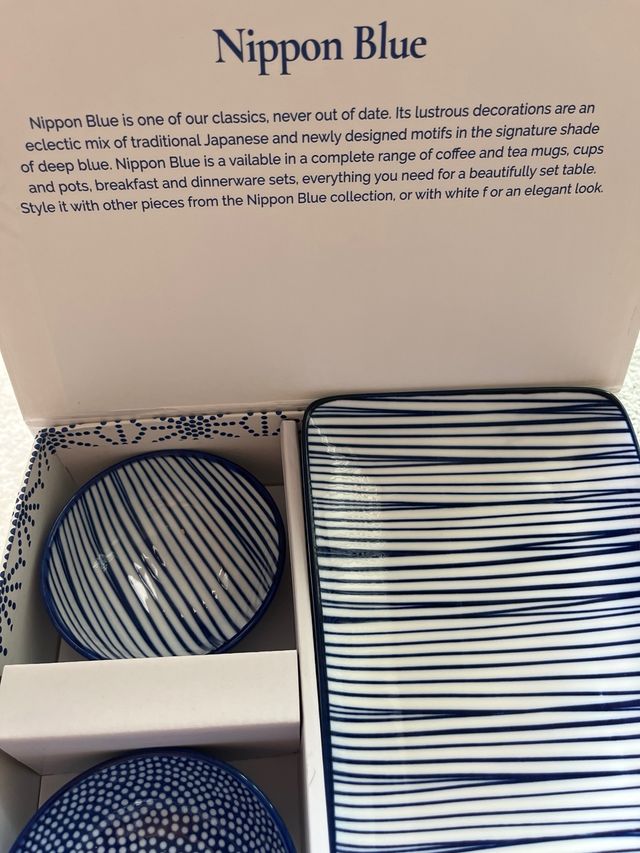 Vajilla Nippon Blue - 2 cuencos, bandeja y palillo