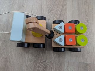 Grúa bloques madera infantil