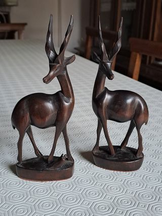 2 Statuine Antilope Legno