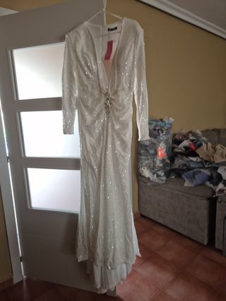 Vestido blanco lentejuelas 40/42