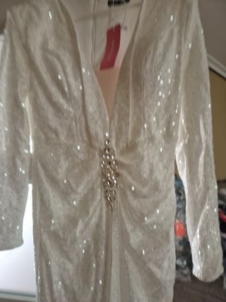 Vestido blanco lentejuelas 40/42