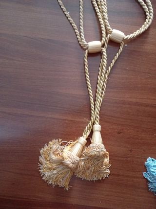 2 Cordones para cortinas - dorado y verde azulado