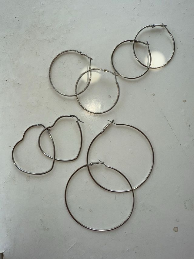 Aretes de color Plateado - 5 pares