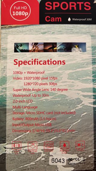 Cámara deportiva 2" 1080p,sports cam