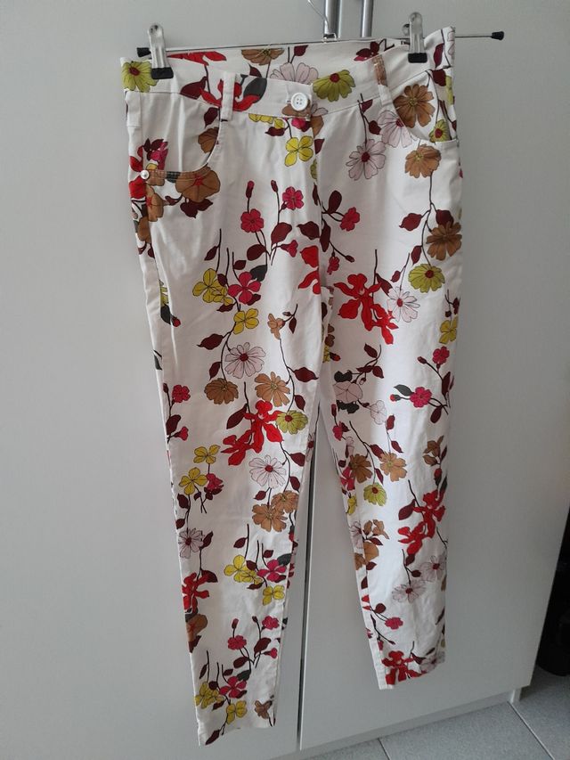 Pantaloni fiori Cotone Tg M