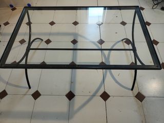 Mesa centro cristal y acero 60x100 y 44 alto