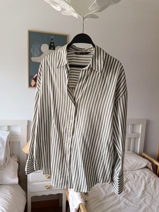 Camisa Zara rayas verde oliva