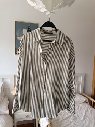Camisa Zara rayas verde oliva