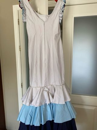Traje Flamenco de lunares color Blanco y azul