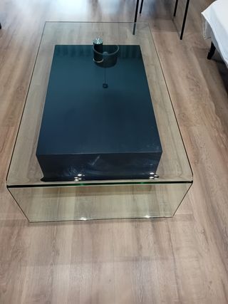 Mesa centro cristal templado-madera