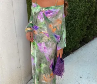 Vestido largo estampado - Chal. Un solo uso