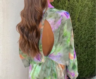 Vestido largo estampado - Chal. Un solo uso