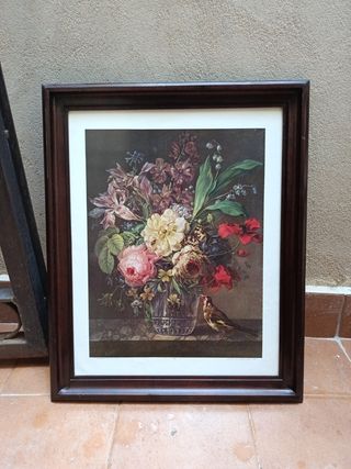 Cuadro Flores pájaro Vintage