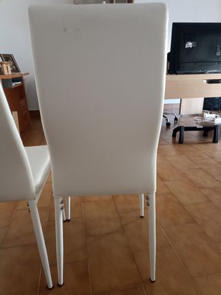 4 Sillas Comedor Blancas - Piel Sintética