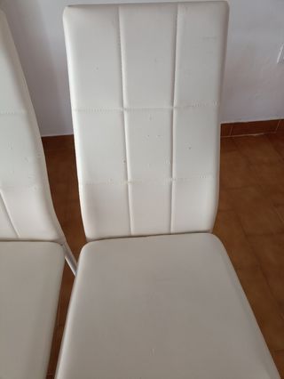 4 Sillas Comedor Blancas - Piel Sintética