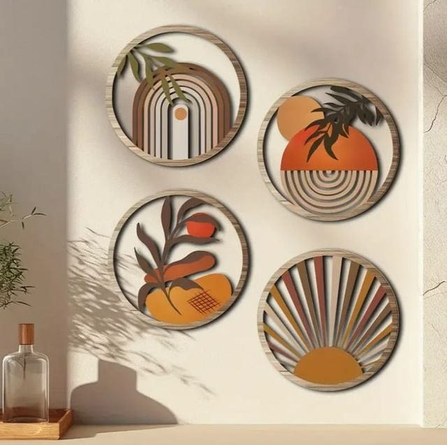 Adornos pared madera - 4 piezas