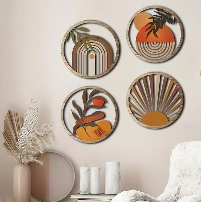 Adornos pared madera - 4 piezas