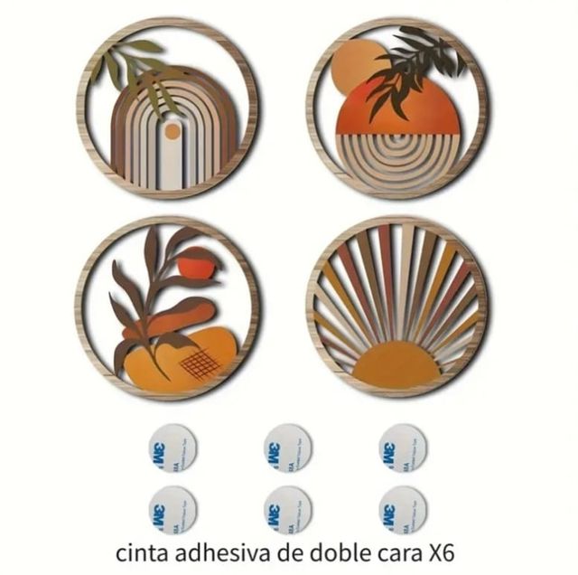 Adornos pared madera - 4 piezas