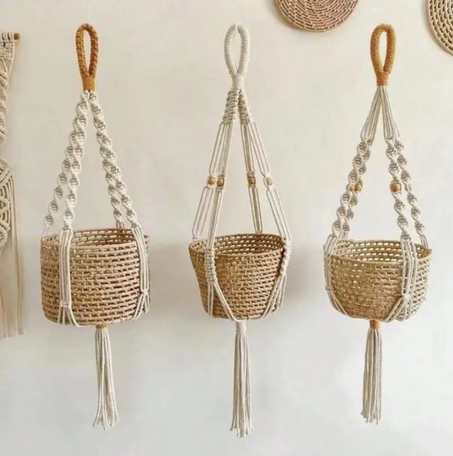 3 Colgadores Macramé para macetas