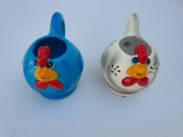 2 Jarras Ceramica Gallinas