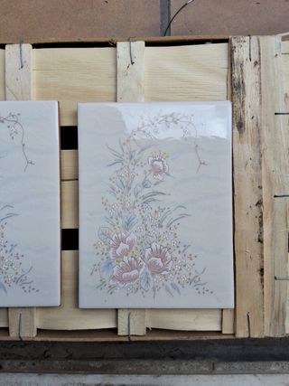 2 Azulejos Vintage con Flores