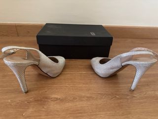Zapatos tacón mujer plata fiesta