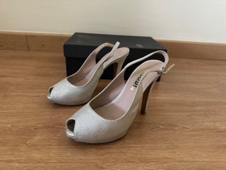 Zapatos tacón mujer plata fiesta