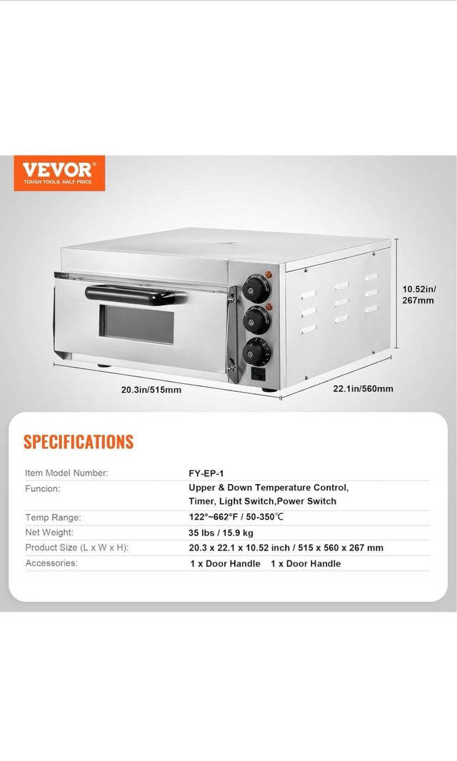 Horno Pizza VEVOR Comercial