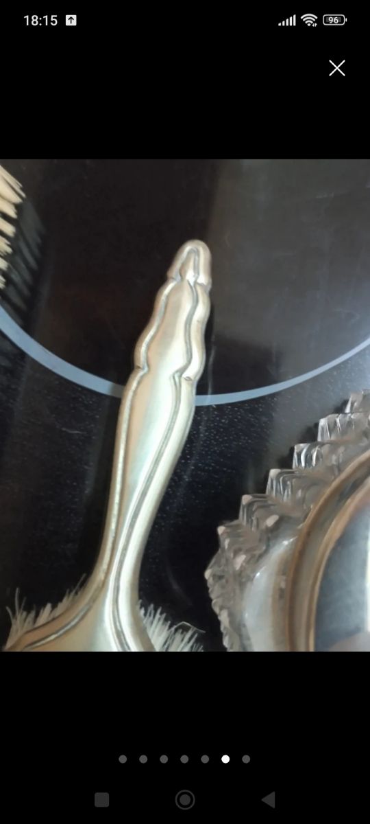 Set da toeletta antico in 3 pezzi argentato