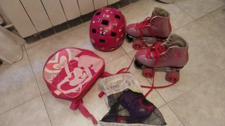 Patines niña rosa num 33+ casco y proteccion(mano)