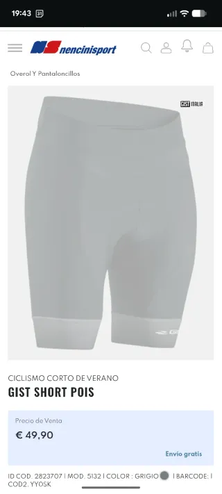 Culotte ciclismo mujer Gist Talla S