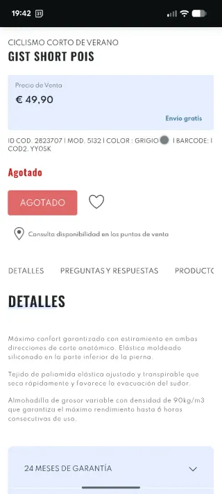 Culotte ciclismo mujer Gist Talla S