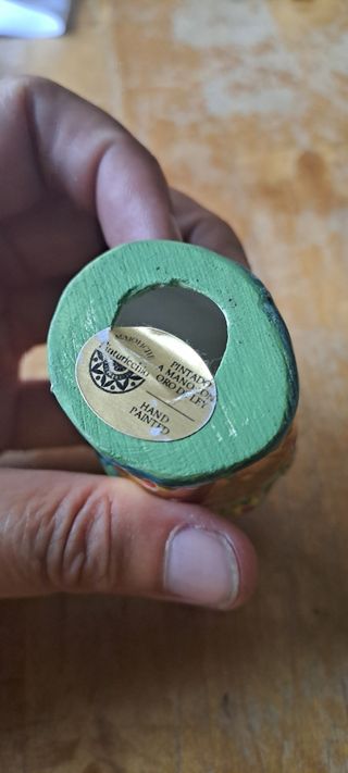 Figura búho pintada a mano, bañada en oro