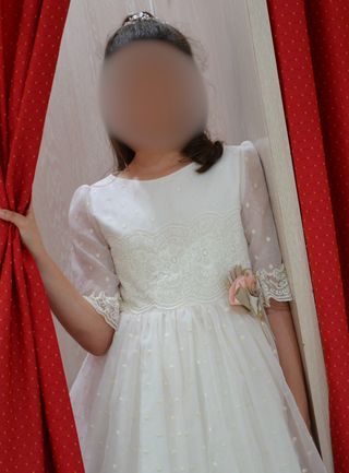 Vestido comunión niña manga francesa