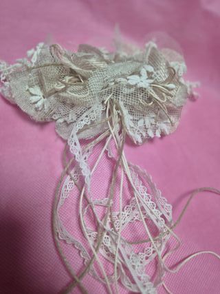 Vestido comunión niña manga corta + adorno pelo