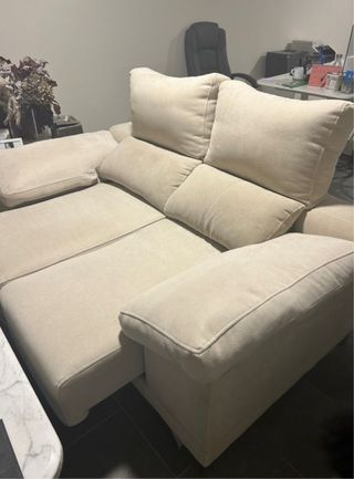 Sofá tela lavable 2 plazas beige.